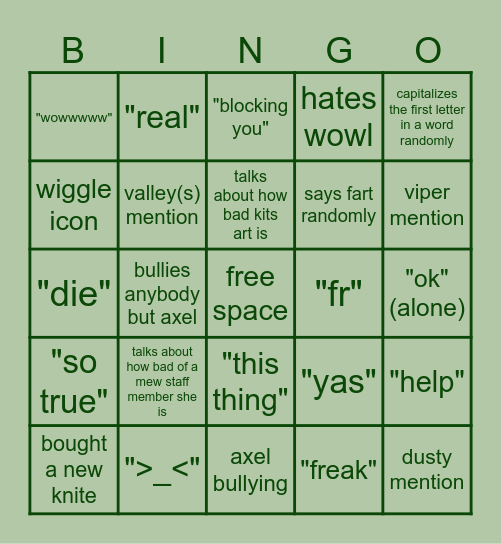 kacie bingo card Bingo Card