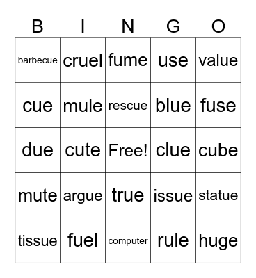 -ue BINGO Card