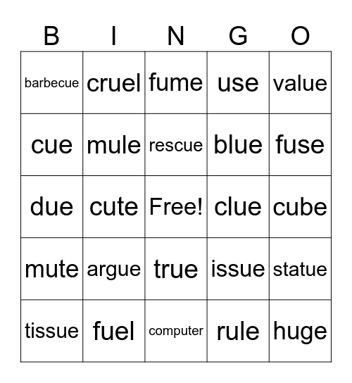 -ue BINGO Card