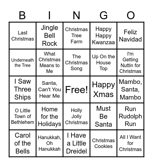 SBMS Holiday Music! Bingo Card