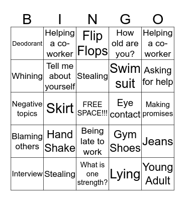 VOC CLASS BINGO Card