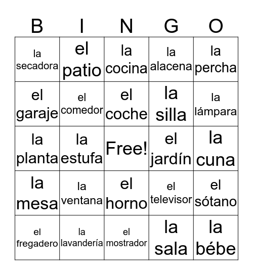 La Casa Bingo Card