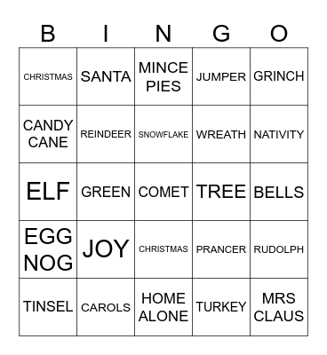 CHRISTMAS Bingo Card