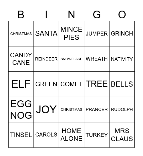 CHRISTMAS Bingo Card