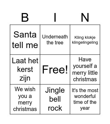 Swingo Kerst Bingo Card