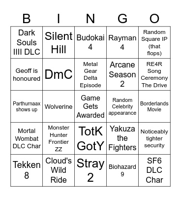 Geoff Keighley's Assassination Bingo Card