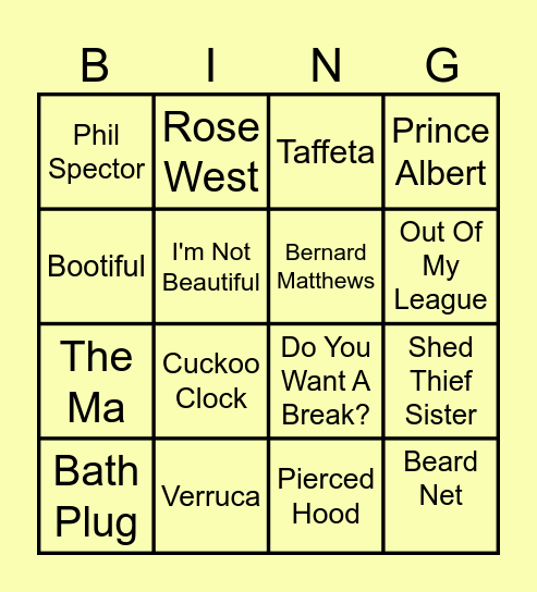 FRIDAY KAREN BINGO Card