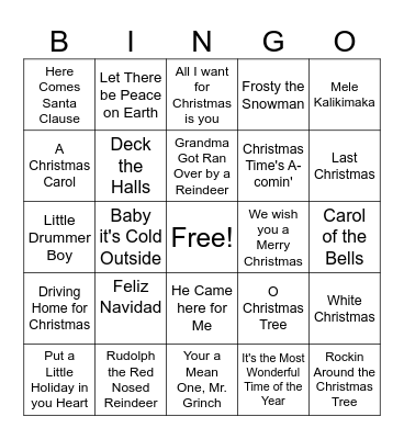 What's that Christmas Song? Bingo Card