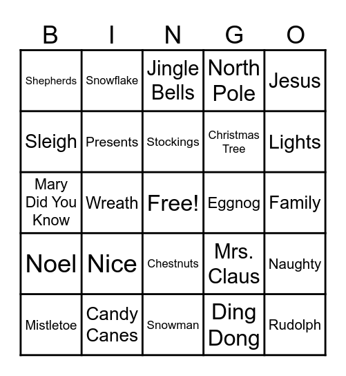Christmas Bingo Card