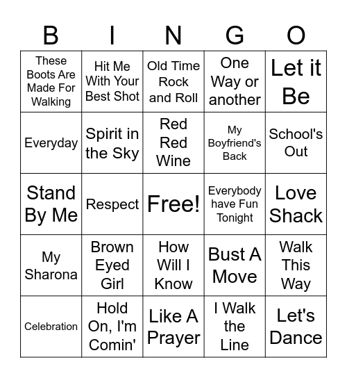 Music....A Bingo Card