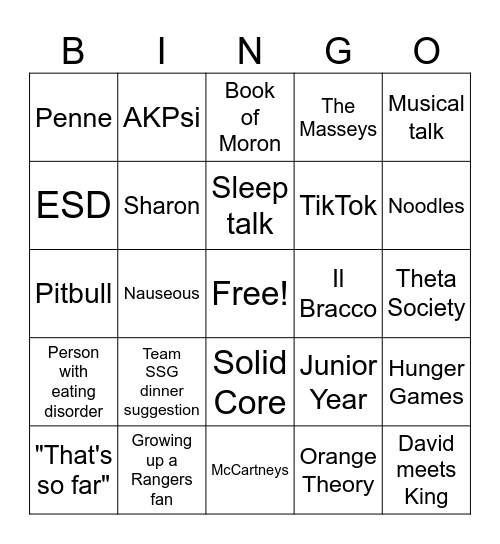 Emma Bingo Card