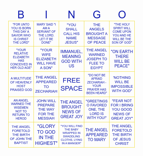 ANGEL BREAKFAST BINGO Card