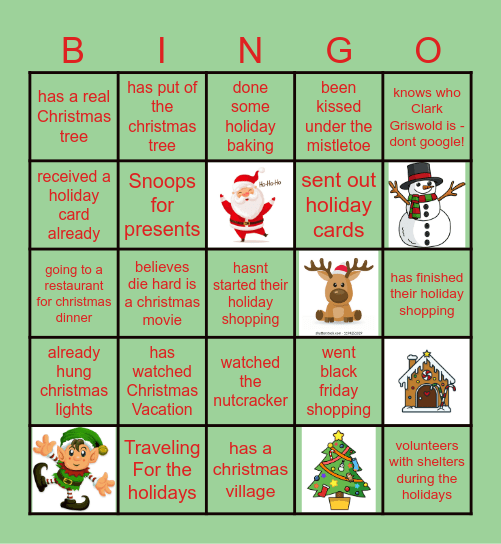 Holiday 2023 Bingo Card