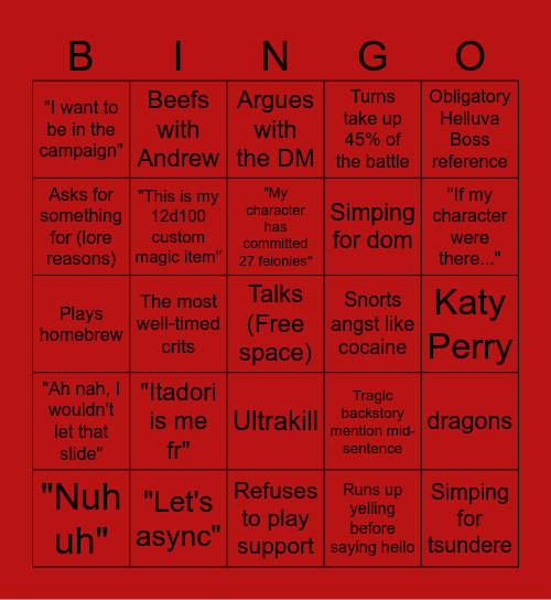 Plasma Bingo Card