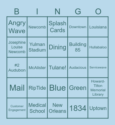 Campus Services Bingo Card