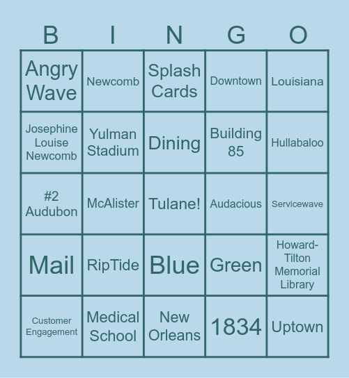 Campus Services Bingo Card