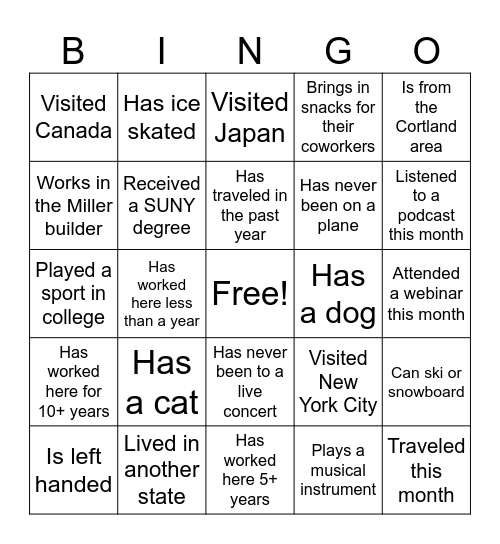 Icebreaker BINGO! Find someone who... Bingo Card