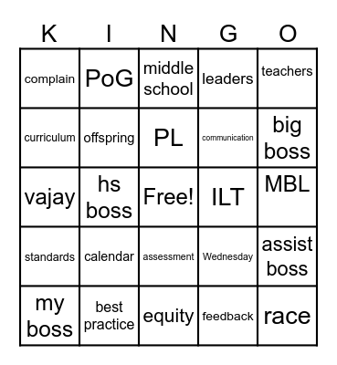 Kingo Bingo Card