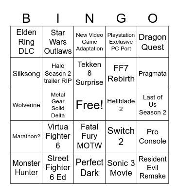 VGA 2023 Announcements Bingo Card