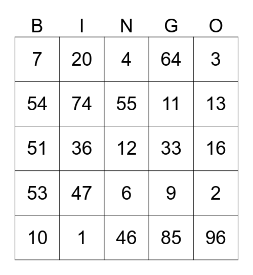 Ronde 1 Bingo Card