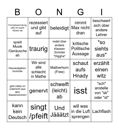 Kemper-Bongi Bingo Card