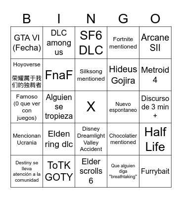 Goty pOg Bingo Card