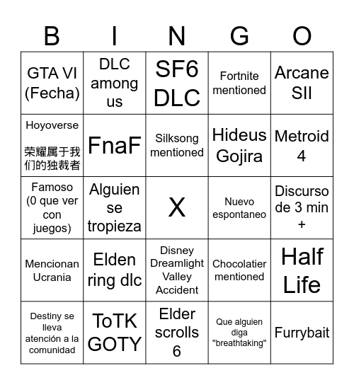 Goty pOg Bingo Card