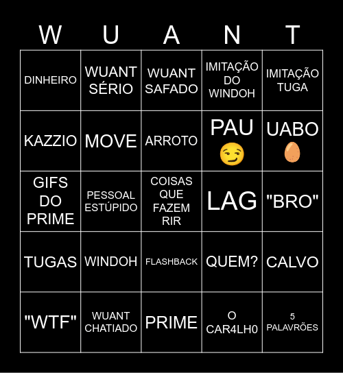 WUANT BINGO Card