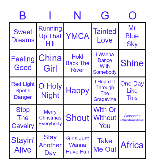 WCC Music BINGO Card