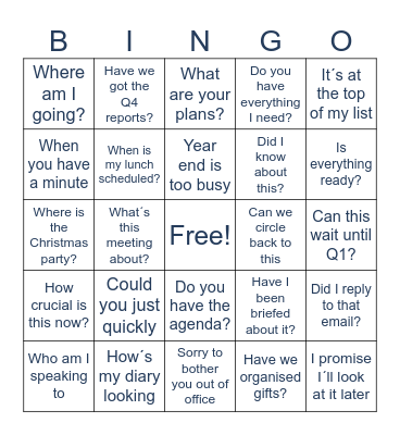 EAs End of Year Bingo Card