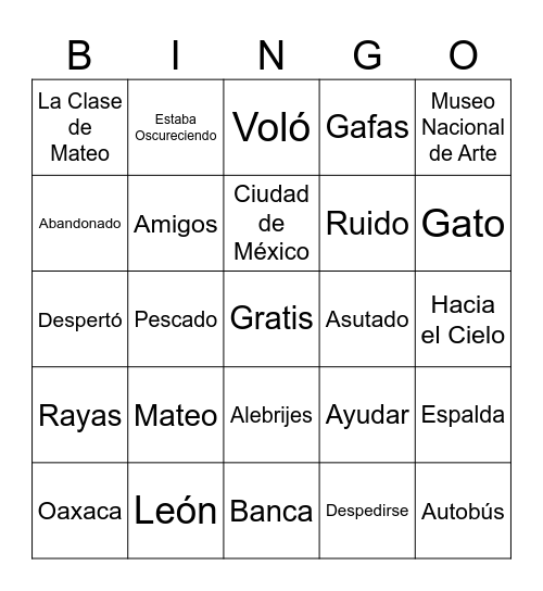 Las Aventuras de Mateo y León Bingo Card