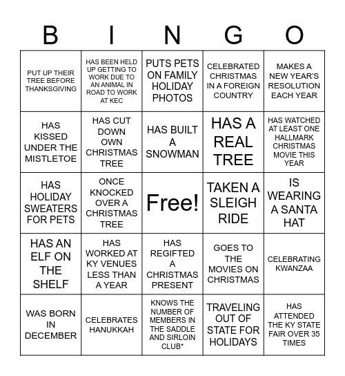 MIX AND MINGLE BINGO JINGLE Bingo Card