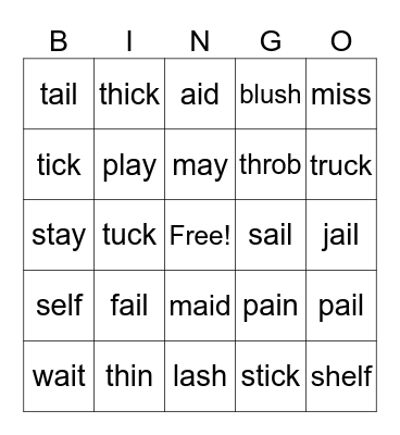 Phonics for Reading Level 2 L1 Bingo Card