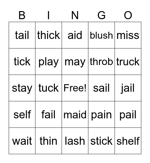 Phonics for Reading Level 2 L1 Bingo Card