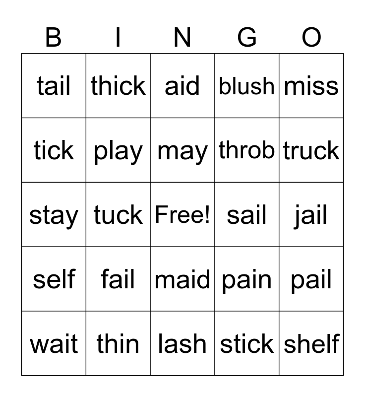 Phonics For Reading Level 2 L1 Bingo Card