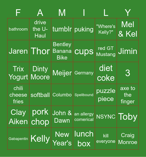 Teschke Family Bingo Card