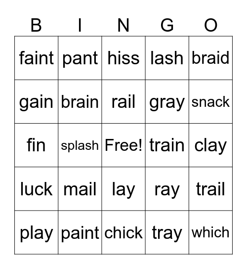 Phonics for Reading Level 2 lesson2 Bingo Card