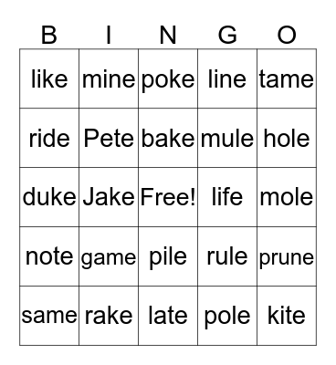 Magic e Bingo Card