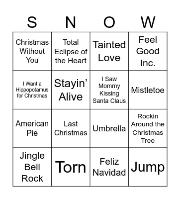 Tinsel Tunes - OB Staff Music Bingo Card