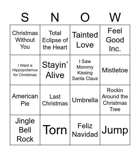 Tinsel Tunes - OB Staff Music Bingo Card