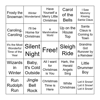 Christmas Song Bingo Card