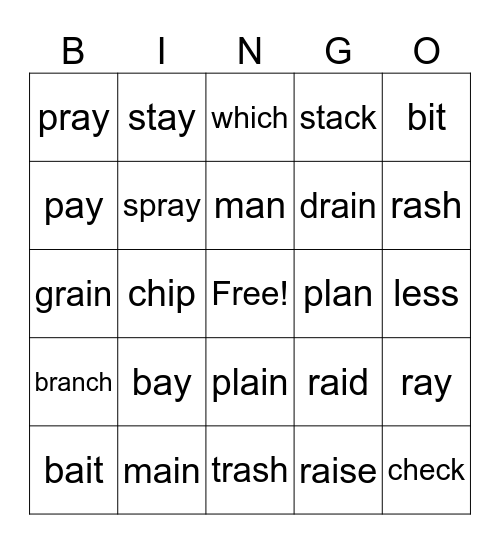 Reading for Phonics Level 2 L3 Bingo Card