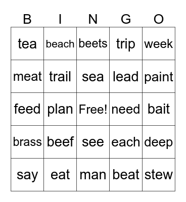 Phonics for Reading Level 2 L4 Bingo Card