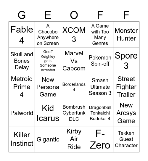 This One's Just For Me Bingo Card