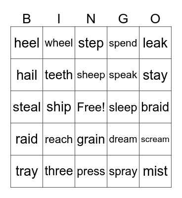 Phonics for Reading Level 2 L6 Bingo Card