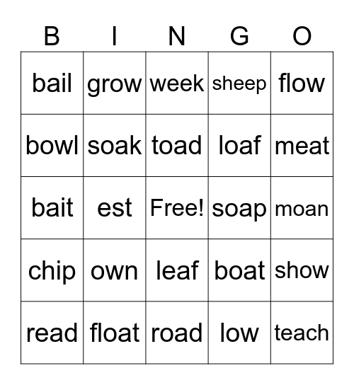 Phonics for Reading Level 2 L7 Bingo Card