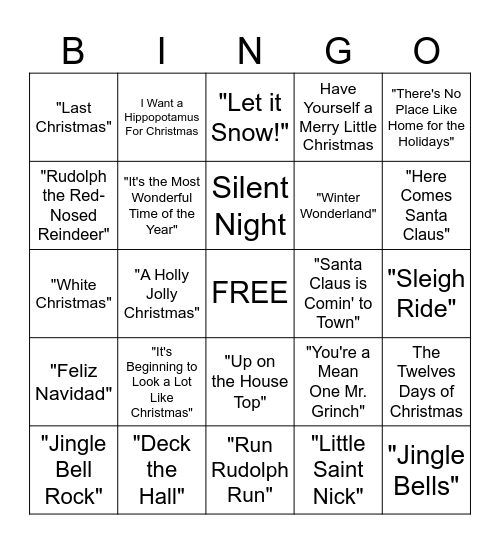 Christmas Bingo! Bingo Card