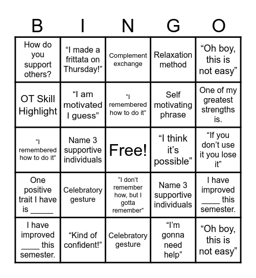 OT Bingo Card