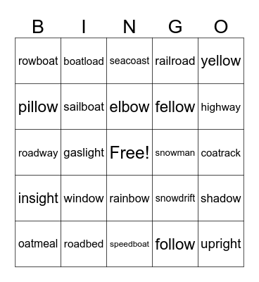 Phonics for Reading Level 2 (challenge words) Bingo Card