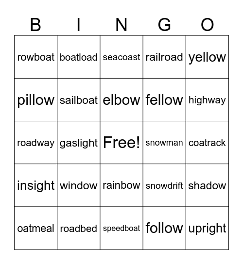 Phonics for Reading Level 2 (challenge words) Bingo Card